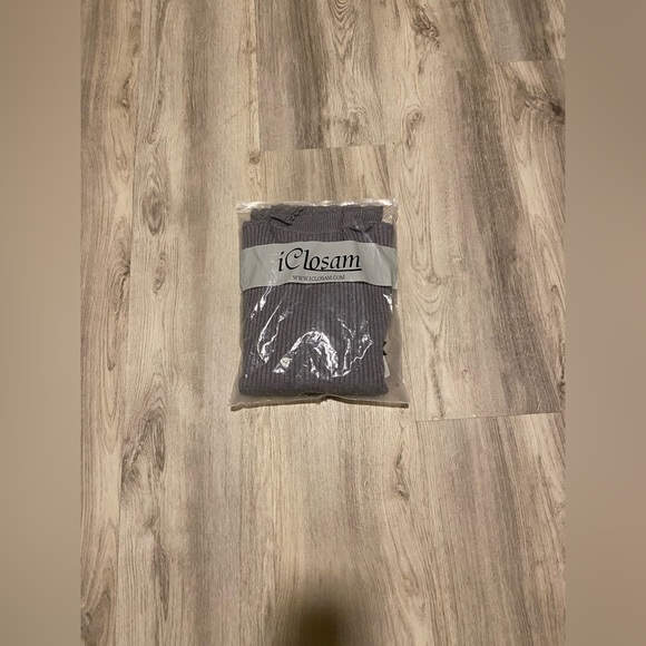 NWT iClosam Women's Long Sleeve Solid Mock Turtleneck Sweater size large grey - Picture 8 of 9